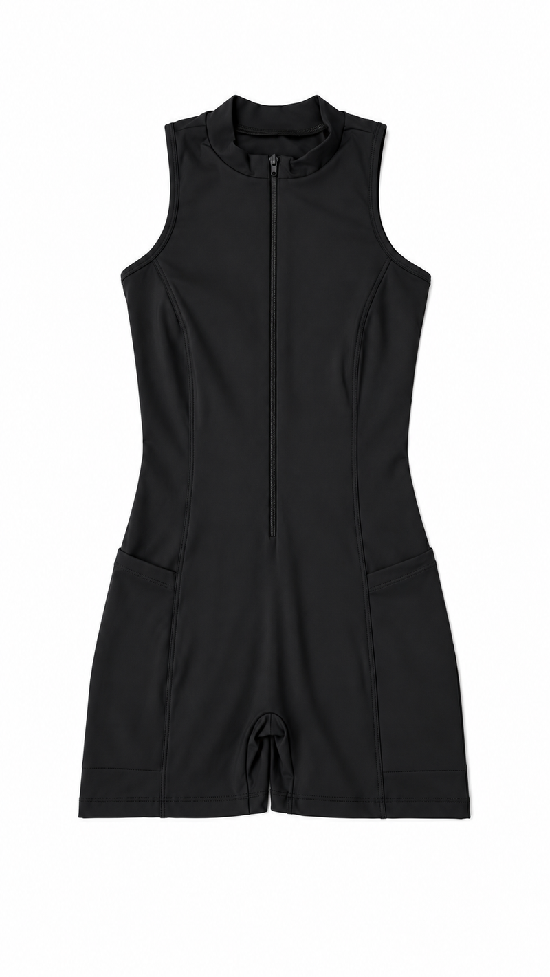 Macaquinho Zíper Valoir Sport - Preto